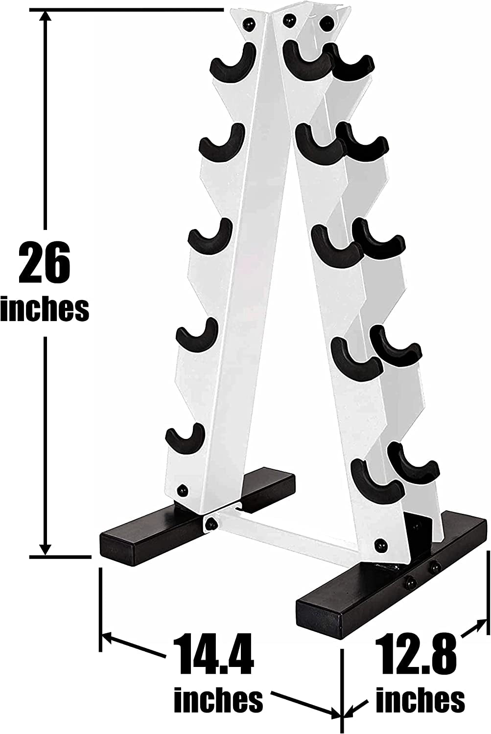 5-25Lb Rubber Coated Hex Dumbbell Set with a Frame Storage Rack 