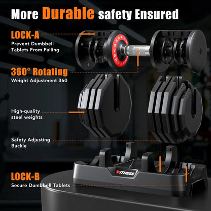 5-80Lbs Weight Adjustable Dumbbells 