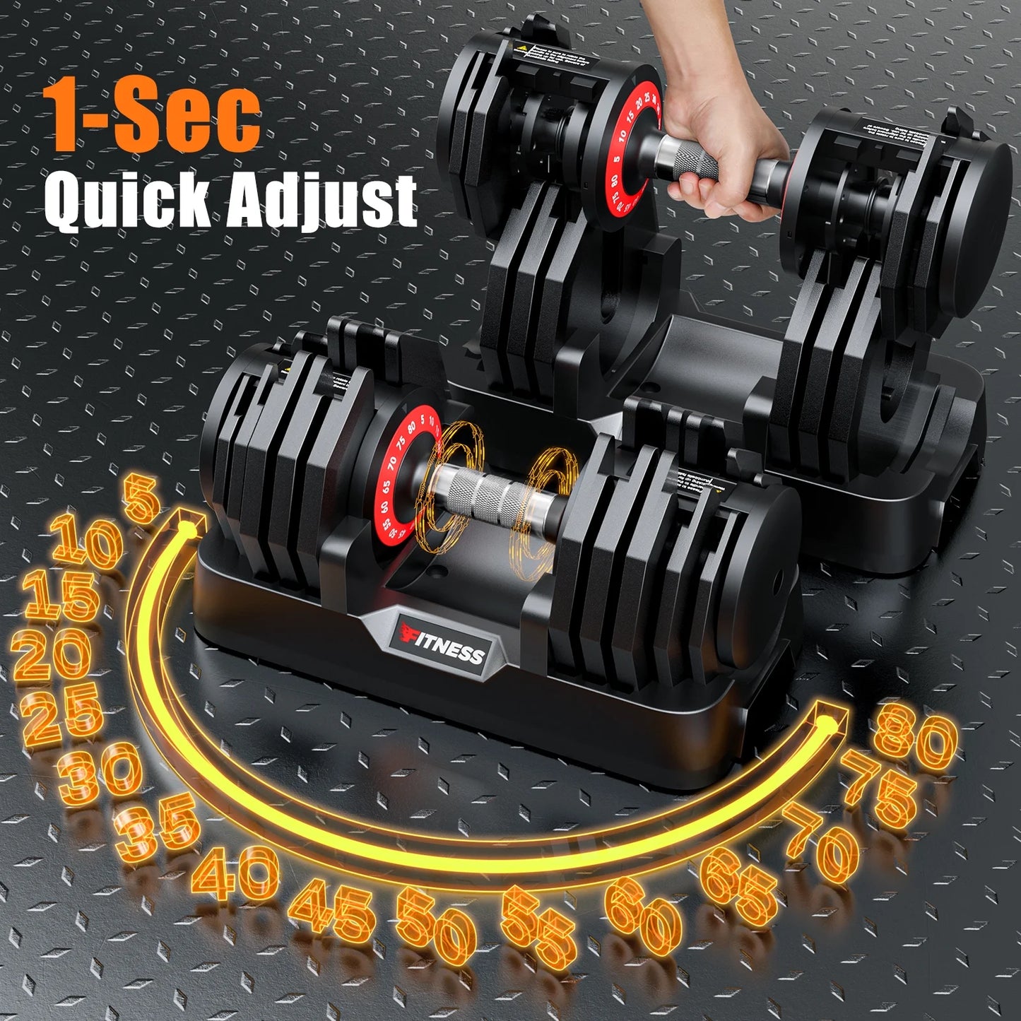 5-80Lbs Weight Adjustable Dumbbells 