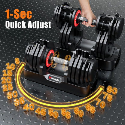 5-80Lbs Weight Adjustable Dumbbells 